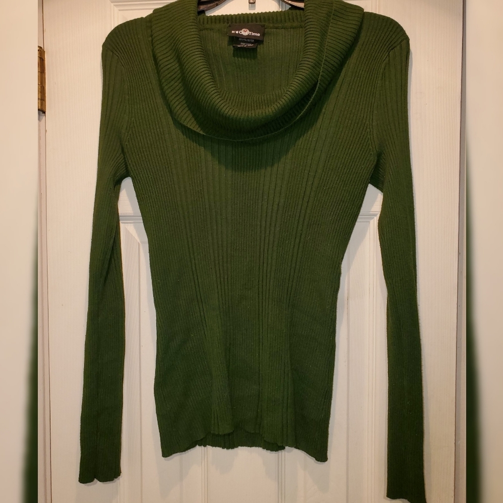 Cowl Neck Ribbed Sweater